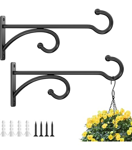 Spring Life Support Panier Suspendu Fonte Ornée – Crochet Mural Rustique Noir / Blanc / Marron