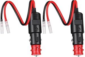 Dongge Uniwersalne wtyczki zabezpieczające w stylu europejskim z ołowiem okrągłe zaciski kablowe z izolowaną pokrywą 6-24 V wygodne okablowanie zasilacz do samochodów i motocykli 2 sztuki