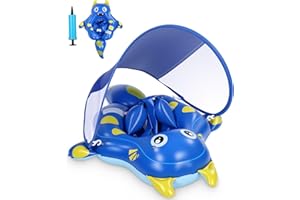 Zhufas Bouée Bébé, Flotteur de Piscine pour Bébé, Bouee Bebe avec Pare Soleil UPF 50+, Bouee Siege Bebe Avec Une Boule Flottante Amovible, Bouée Enfant Piscine avec Siège de Sécurité, pour 3 à 72 Mois