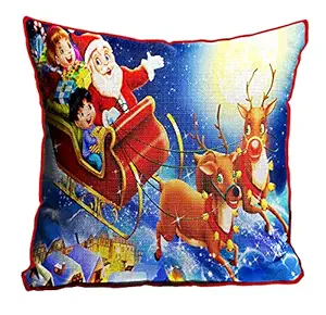 DreamVio Jute Exclusive Merry Christmas Decorative Throw/Pillow Covers, Cushion Covers for Gifting, Living Room, Bed Room, Sofa,Chairs Pack/Set of 1 (Multicolour, Size 24 x 24 Inches)