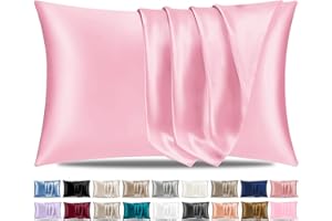 Pamposh Satin Silk Pillowcases For Hair And Skin 2 Pack Standard Size with Envelope Closure (2 Pcs Pillowcases (50 x 75 cm), Pink)