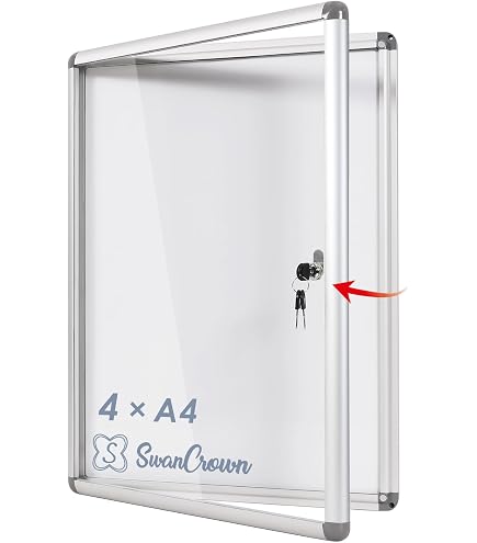 Vitrine D'Affichage Aluminium Avec Serrure 4xA4 - Tableau Magnétique Porte Verrouillée