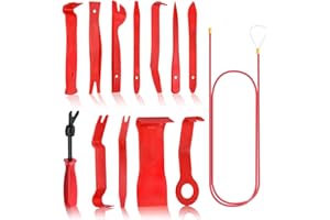 Drado 13 pcs Trim Removal Tools, Auto Trim Removal Tool Kit, Door Trim Panel Tools Plastic Pry Tool for Car/Trim/Panel/Door/Audio/Auto Clip Pliers (Red)