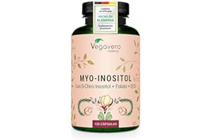 Vegavero Myo Inositol | PCOS | Con D-Chiro + 5-MTHF + Vitaminas | OVARIOS POLIQUÍSTICO | Sin Aditivos | 120 Cápsulas