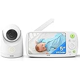 GHB Camara Vigilancia Bebe Vigilabebes con Camara con Pantalla IPS 5" 1080P Batería de 4000mAh Duración 7X 24 Horas Visión No