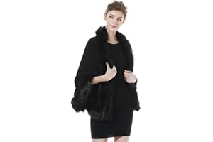 BEAUTELICATE Estola de Pelo Mujer Chal de Piel Sintética de Conejo Capa de Abrigo Punto Poncho Cardigan para Boda Fiesta Invierno