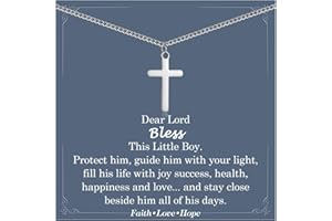EYQV Christening Gift for Boy, Cross Necklace - Holy Communion, Confirmation, Baptism Gifts for Boys - Special Presents for Son, Grandson, Nephew on Graduation, Birthday, Christmas