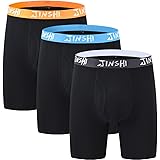 JINSHI Herren Bambus Lange Boxershorts Übergrößen Unterhosen Bodyfit mit Eingriff