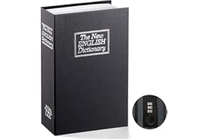 LTSTOR Coffre-fort portable avec serrure à combinaison - Boîte de détournement de dictionnaire - Taille S - Noir