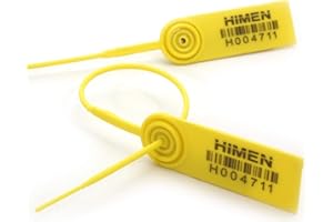 HIMEN SEALS HIMEN 100 Plomben aus Kunststoff mit Metalleinsatz – Sicherheitsplomben fortlaufend nummeriert mit Barcode, Länge 230 mm, Modell MPS-230C, gelb