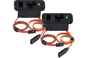 Xiatiaosann Interrupteur RC, Commutateur RC Model Receiver, avec JR Heavy Duty Connecteur On Off pour Servo Récepteur, avec LED Vert, 2 pièces