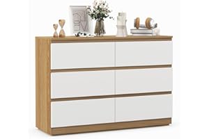 ‎GRAVFORCE GRAVFORCE Kommode mit 6 Schubladen Sideboard mit Großer Kapazität, Holz Schubladenschrank für Schlafzimmer Wohnzimmer Flur Büro Organizer, 100Bx30Tx70H