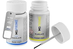 ‎MGPRIME MG PRIME Autolack Lackstift Set für Opel 452 / 11L/1WB Polarweiss/Polar White Basislack Klarlack je 50ml