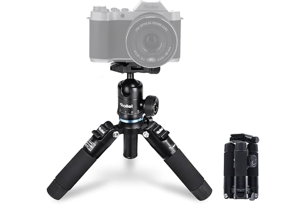 Rollei Compact Traveler Mini M1, Mini Trepied Apparei Photo en Aluminium 49cm Trépied de Voyage Léger Petit Trépied de Table avec Rotule Arca Swiss pour DSLR Noir, Mini-Trepied-Apparei-Photo-Tripod