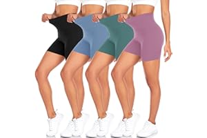 MOREFEEL 4er Pack Radlerhose Damen Kurze Sporthose Damen Shorts Blickdicht High Waist Sommer für Yoga Sport Fitness