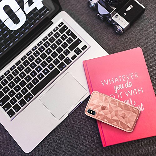 Funda Apple iPhone X Ringke  AIR PRISM  TPU con Dise  o 3D Texturizado de Genial Elegante con Patr  n de Diamante Flexible Como Una Joya para Apple iPhone X - Rosa Rose Gold Crystal