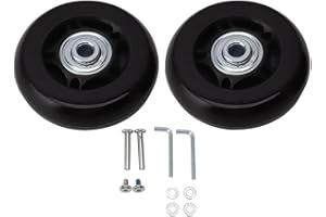 Tissting 2 Stück Koffer Rollen Ersatz mit Montagezubehör, 60x18mm PU Gummi Schwarz Gepäck Räder Universal Tragbar Kofferräder Ersatzräder für Trolley Koffer Reisekoffer