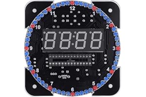 Topiky Kit d'horloge électronique de Bricolage, Ensemble d'outils d'affichage de température et de Temps à LED numérique de Rotation de contrôle de la lumière Multifonction avec Accessoires(Blue)