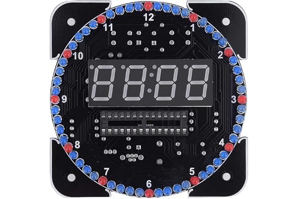 Topiky Kit d'horloge électronique de Bricolage, Ensemble d'outils d'affichage de température et de Temps à LED numérique de Rotation de contrôle de la lumière Multifonction avec Accessoires(Rouge)