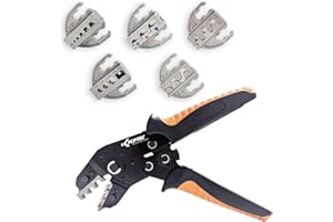 KF CPTEC Jeu de 6 pinces à sertir pour cosses isolées et non isolées,embouts de câble,câble coaxial,connecteurs solaires - Pince sertir à embouts,Pince à cosse - avec mâchoires interchangeables