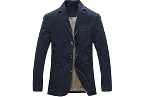 Allthemen Chaqueta Casual para Hombre Cazadora Slim fit de Manga Larga Algodón Lavado Trajes 3 Botones Blazer