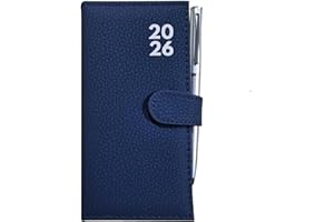 BESTUS ACCESSORIES Bestus - 2026 Slim Diary with Pen, Week to View, Hardback Cover, Portable & Ideal for Weekly Planning, Stud Close - Blue