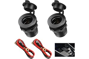 XATGIOUY 2 Piezas Zócalo Toma Encendedor de Cigarrillos 12V 24V DC Universal, Toma Mechero Impermeable, Auxiliar Coche Motocicleta Conector para Vehículos, Puerto de Carga para Teléfonos GPS Cámaras