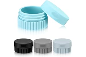 Perthlin 4 Piezas Contenedores de Viaje para Artículos de Aseo Pequeños Tarros de Crema de Silicona 0,68 Onzas Contenedores de Tamaño de Viaje Prueba de Fugas con Tapa(Negro y Gris)
