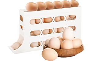 Ysguyyz Distributeur D'œufs à Roulement Automatique à 4 Niveaux, Peu Encombrant, Pour L'organisation Du Réfrigérateur Et Du Comptoir, Organisateur De Porte-œufs En Plastique Durable (Blanc)