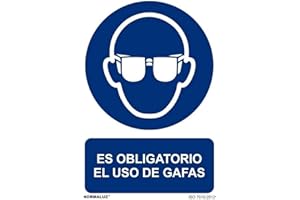 Normaluz RD20602 - Señal Adhesiva Es Obligatorio El Uso de Gafas Adhesivo de Vinilo 20X30 cm