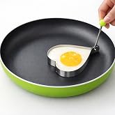 Coverzone Kalp,Yıldız,Yuvarlak Şekilli Yumurta Kalıbı Saplı &ndash; Saplı Omlet ve Pancake Şekillendirici Kalıp | Yapışmaz Tavaya U