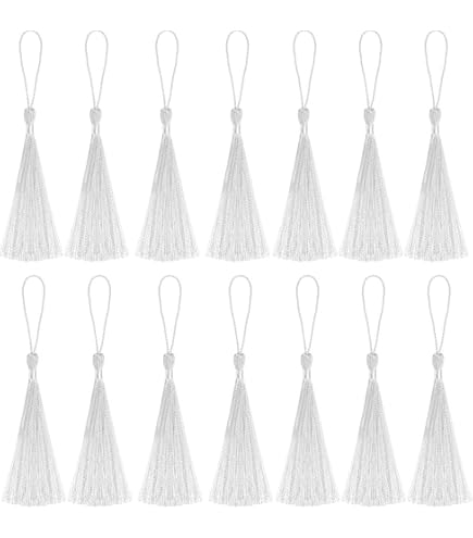 Nappine Bianche Per Artigianato - 100 Pezzi - Lunghezza 13cm - Materiale Terilene - Per Chiavi, Segnalibri, DIY - Foto 11