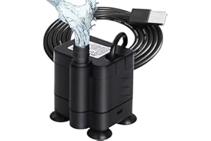 Flintronic Mini Pompa Wodna Zatapialna - Cyrkulacyjna do Akwarium, Fontanny, Stawu 150 l/h USB, DC 5 V 1-3 W (0,4-1,5 m)