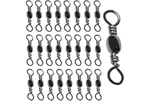 YOHENSQIN 100 Pcs Fishing Rolling Swivel Fishing Swivels Barrel Solid Ring Barrel Fishing Swivel Rolling Size 9# and 10# with Solid Ring Fishing Hook to Line Connector in Saltwater or Freshwater