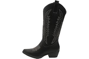 Queentina Damen Cowboystiefel Stiefel Absatz Boots Stickerei BJ1573