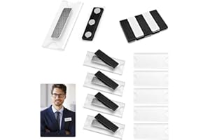 SIYINGSAERY 10 Stück Namensschilder Magnetisch Selbstklebend Namensschild Schilder Magnet Namensschilder Magnetische Ausweishalter mit 3 Neodym-Magneten für Ausweishüllen Beschriften (Schwarz)