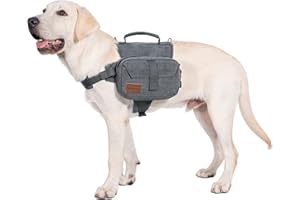 OneTigris Dog Pack for Hiking Camping Travelling,Dog Backpack for Hiking Nylon Dog Harness Backpack with Side Pockets for Medium and Small Dogs