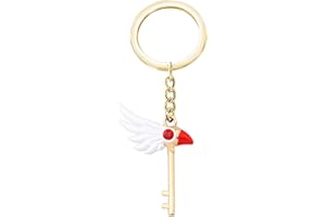FAADBUK Anime Card Captor Sakura Jewelry Kinomoto Sakura Star Wand Necklace & Keychain - Gold