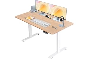 Homall Bureau Assis Debout, Bureau Électrique Réglable en Hauteur140x70(72-116) cm, Panneau à 4 Boutons, Ergonomique avec Fonction mémoire, Beige