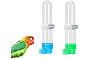 HIXNUG 2Pcs Bird Waterer Feeding Cup Automatic Feeding Water Bottles Dispenser Feeder Hanging Bird Bottle Drinker for Cockatiel Parrots