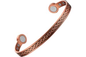 MagEnergy Copper Bracelet for Men and Women Solid Pure Copper Cuff Bracelet 3500 Gauss Strong Neodymium Magnets Adjustable Jewellery