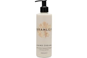 BRAMLEY PRODUCTS Bramley Hand Cream (250ml), Hand Moisturiser with Lavender, Geranium & Petitgrain Essential Oil, Vegan Lotion For Hydrating & Nourishing Hands and Nails