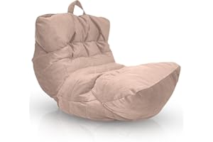Aiire Puff Salon de Lujo Moderno - Sofa Puf con Relleno Incluido Gigante de Diseño en Terciopelo Premium - Bean Bag Chair Grande para Adultos o Decoracion Habitacion Juvenil - Puffs XXL Beige