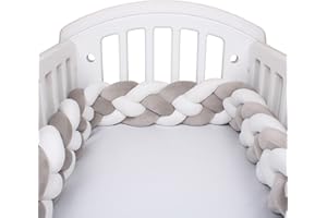JIcloun 4 Hilos Cuna Parachoques Trenzados, Cama Serpiente Anudada Cojines Infantiles Habitacion Chichoneras Cuna Trenza Protector Guardería Almohada Trenzado del Dormitorio,A9,3.5M