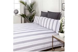 COTTON ARTean Funda Nórdica ARATZ algodón percal 200 Hilos Cierre con Botones Funda de edredón para Cama de 150 (240x220 cm) +2 Fundas de Almohada (45 X 85 cm) Color Blanco y Gris