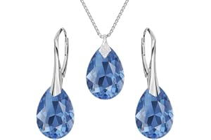 PANDA-JEWELLERY Set di gioielli in argento Sterling 925 con cristalli Swarovski®, a goccia, in molti colori, orecchini da donna, collana con ciondolo, gioielli da donna in confezione regalo