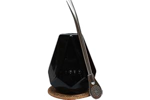 Mate Green Yerba Set de maté et calebasse CRISTAL 350 ml ● Tasse à thé mate en céramique ● Paille Bombilla en acier inoxydable 19 cm ● Tampon en liège ● Calebasse en céramique faite à la main