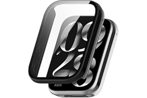 BYISYUE Etui ochronne do Xiaomi Smart Band 9 Pro, twarde etui z poliwęglanu ze szklaną folią ochronną na wyświetlacz, ochrona przed zarysowaniem i kurzem, obudowa do Xiaomi Mi Band 9 Pro (czarne)