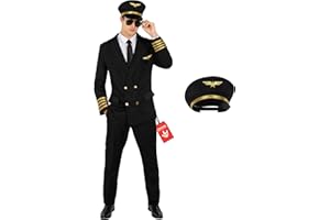 Morph Déguisement Pilote Avion Homme, Deguisement Pilote, Deguisement Aviateur, Costume De Carnaval Homme, Costume Halloween Adulte