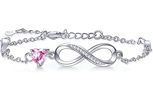 Tusuzik Bransoletka damska ze srebra próby 925, bransoletka nieskończoność serca, biżuteria damska z regulowaną cyrkonią, prezent dla mamy, żony, córki, przyjaciółki